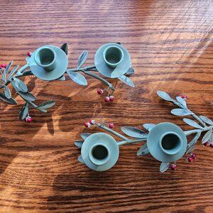 Two Pfaltzgraff Winterwood Candlestick Holders - Holds 2 Candles Each